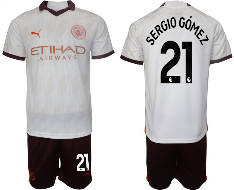 Men 2023-2024 Club Manchester City away white 21 Soccer Jersey